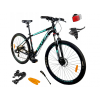 Kalnu velosipēds MTB, melns, 7 ātrumi, alumīnija rāmis 18 collas, riteņi 29 collas, Shimano (112736)