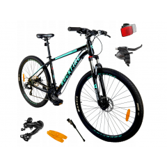 Kalnu velosipēds MTB, melns, 7 ātrumi, alumīnija rāmis 18 collas, riteņi 29 collas, Shimano (112736)