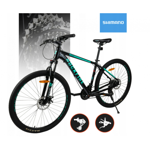 Kalnu velosipēds MTB, melns, 7 ātrumi, alumīnija rāmis 18 collas, riteņi 29 collas, Shimano (112736)