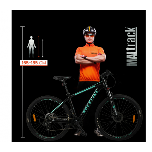 Kalnu velosipēds MTB, melns, 7 ātrumi, alumīnija rāmis 18 collas, riteņi 29 collas, Shimano (112736)