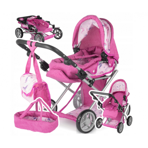 3-in-1 ratiņi lellēm ar aksesuāriem Malplay (113098)