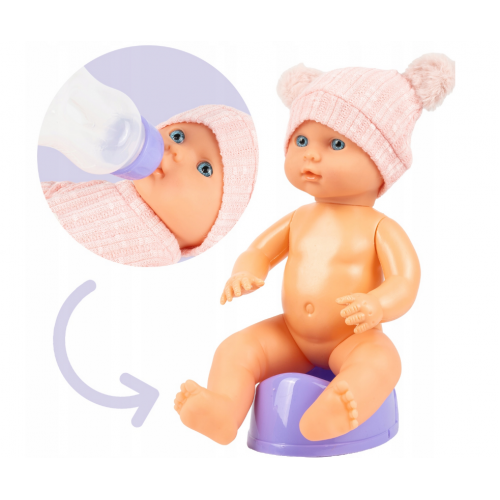 Mazuļa lellīte dzeršanas un čurināšanas podītīņš, pudeleļa, mācīšanās aprupē 30cm (114193)