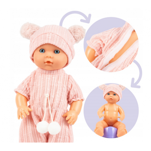 Mazuļa lellīte dzeršanas un čurināšanas podītīņš, pudeleļa, mācīšanās aprupē 30cm (114193)