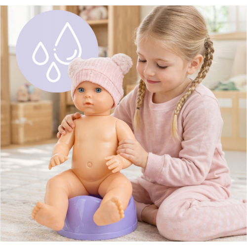 Mazuļa lellīte dzeršanas un čurināšanas podītīņš, pudeleļa, mācīšanās aprupē 30cm (114193)