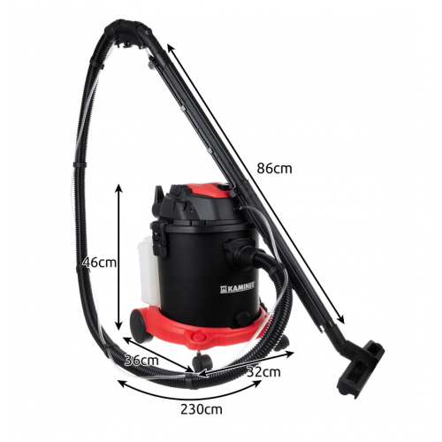 Universāls putekļu sūcējs mitrai un sausai mēbēļu un paklāju tīrīšanai 20L, 2000W no Kaminer (23918)