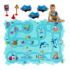 Trašu puzle maršruta salikšanai, radošs, izglītojošs, ceļa paklājiņš, automašīnas, 25 gabali (24851)