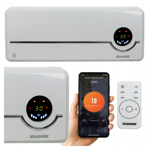 Elektriskais gaisa aizkars Wifi, pults, displejs, 1000/2000W KAMINER AIRO (26389)