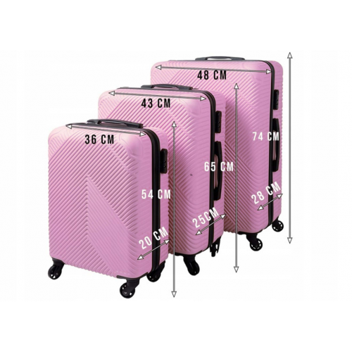 3-in-1 cieto čemodānu komplekts, ietilpīgs, 99 l, ABS plastmasa (26663)