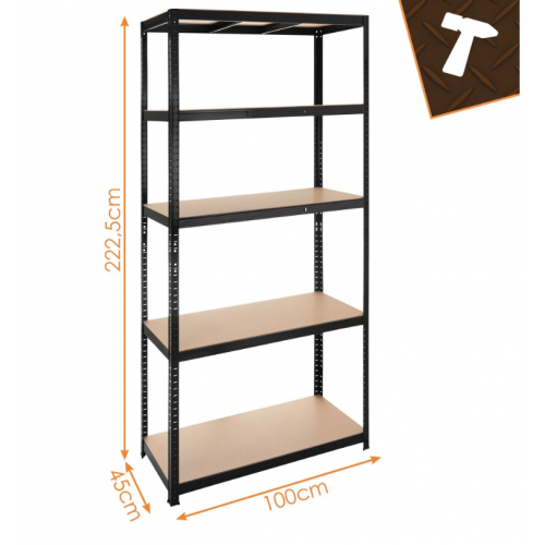 Metāla noliktavas plaukti, garāžai, pagrabam, 222,5x100x45 no ISO TRADE (00027342)