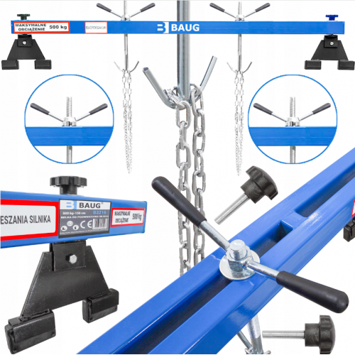 Dzinēja balstiekārtas sija piekare - Traversa 500 kg, 150cm no Baug (B3216)