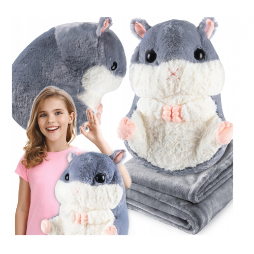 Хомяк с одеялом, плюшевая подушка 160x110 см, мягкая игрушка 3 в 1 (B48X)