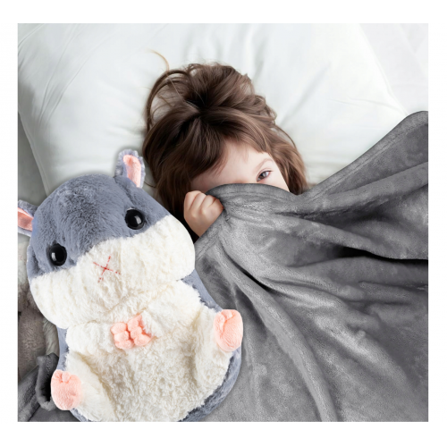 Хомяк с одеялом, плюшевая подушка 160x110 см, мягкая игрушка 3 в 1 (B48X)