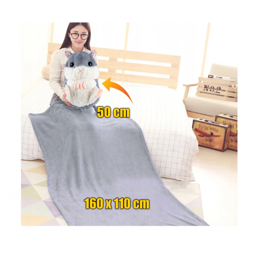Хомяк с одеялом, плюшевая подушка 160x110 см, мягкая игрушка 3 в 1 (B48X)