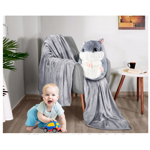 Хомяк с одеялом, плюшевая подушка 160x110 см, мягкая игрушка 3 в 1 (B48X)