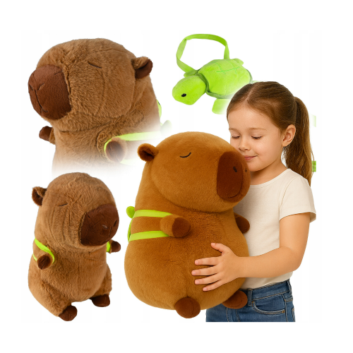 Kapibara ar bruņurupuci - mugursoma, plīša rotaļlieta bērniem, mīksta (B48Y)