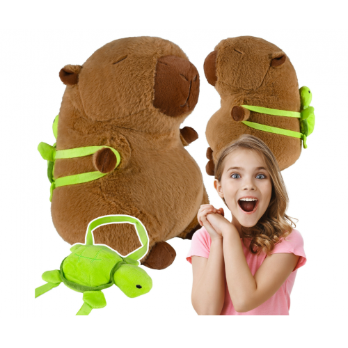 Kapibara ar bruņurupuci - mugursoma, plīša rotaļlieta bērniem, mīksta (B48Y)