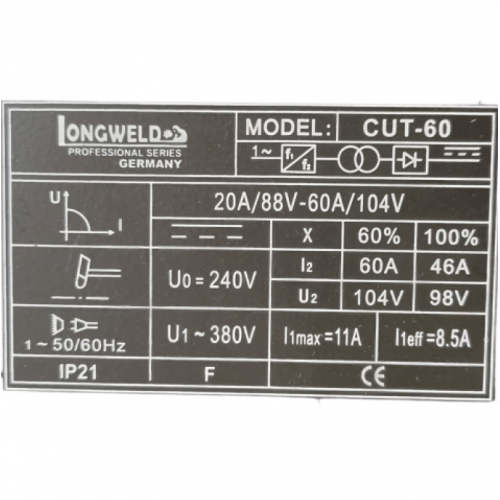 Plazmas griezējs 60A no LONGWELD (CUT-60)