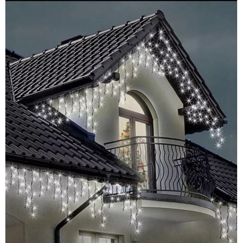 200 LED gaismas aizkars, lietus — auksti balts (DAH200BZ)