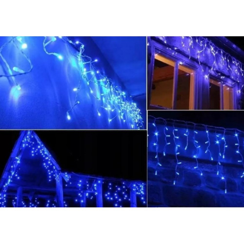 500 LED gaismas aizkars, lietus — zils (DAH500N)