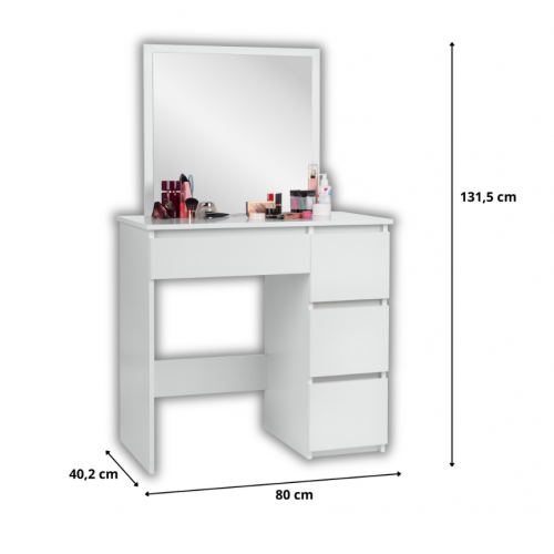 Косметический туалетный столик с подсветкой 80x40x131.5см от Funfit Home&Office (FC3916)
