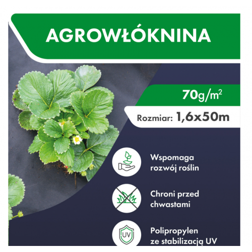 Agrotekstils / Agroplēve / dārza pārsegs pret nezālēm + 50 stiprinājuma tapām 1,6x50m / 70 g/m² FUNFIT (FC4517)