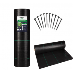 Agrotekstils / Agroplēve / dārza pārsegs pret nezālēm + 50 stiprinājuma tapām 1,6 x 100m /  70 g/m²  FUNFIT (FC4519)