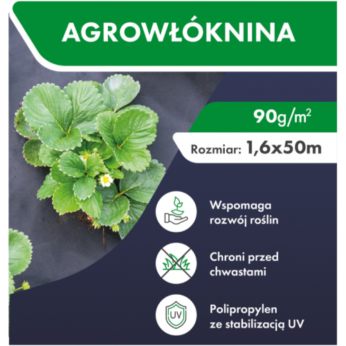 Agrotekstils / Agroplēve / dārza pārsegs pret nezālēm 90g/m2 1,6x50m + tapas no FUNFIT GARDEN (FC4521)
