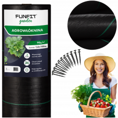 Agrotekstils / Agroplēve / dārza pārsegs pret nezālēm 90g/m2 1,6x100m + tapas no FUNFIT GARDEN (FC4523)