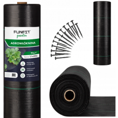 Agrotekstils / Agroplēve / dārza pārsegs pret nezālēm 90g/m2 1,1x50m + tapas no FUNFIT GARDEN (FC4520)