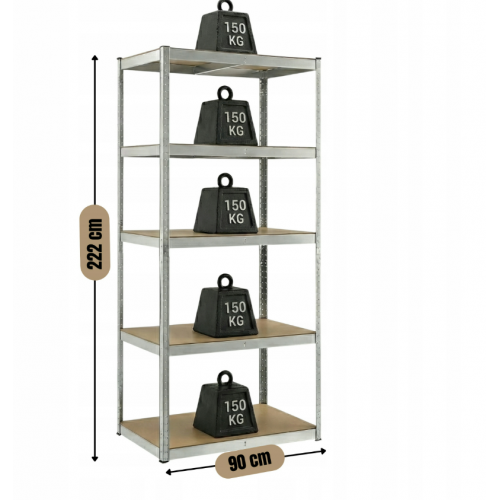 Metāla noliktavas plaukts garāžai 750 kg , 222x90x40 cm (FC4778)