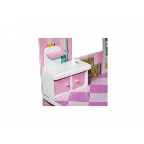 Liela koka leļļu māja ar terasi, mēbelēm un aksesuāriem bērniem (G242 W06A139)