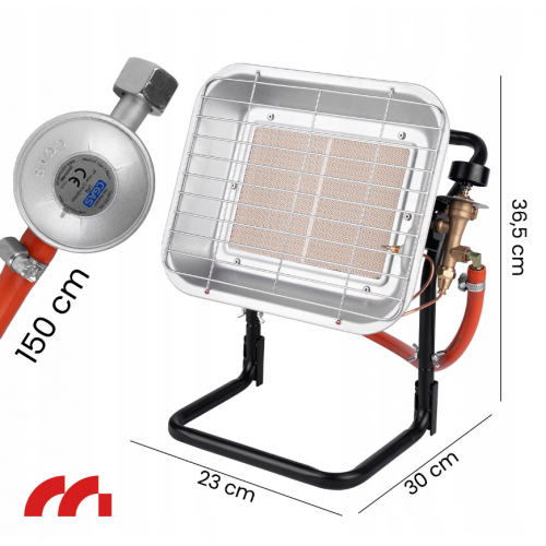 Kerāmisks gāzes starojuma sildītājs gāzes balonam 4500W no MalTec (GAS-4500Wt-ST; 111807)