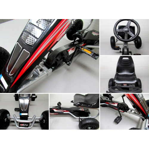 Pedāļu kartings līdz 50 kg, 26 cm, ar piepūšamiem riteņiem un rokas bremzi Gokarts (G5 gokarts) 