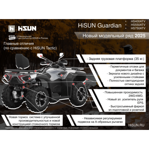 Benzīna kvadracikls Hisun GUARDIAN 550L, 546 cm3, 14" Euro5 (GUARDIAN550L)