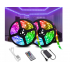 LED lente SMD 5050 RGB, 5 m rullī, ar barošanas bloku un tālvadības pulti (HN0134)