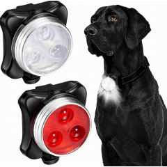 NUXIE® LED suņu kakla siksnas lukturi velosipēdiem, komplekts, priekšpuse un aizmugure, balts un sarkans, 2 gab. (HN2518)