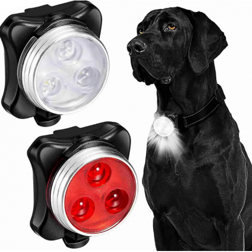 NUXIE® LED suņu kakla siksnas lukturi velosipēdiem, komplekts, priekšpuse un aizmugure, balts un sarkans, 2 gab. (HN2518)