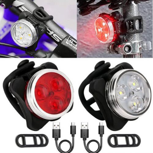 NUXIE® LED suņu kakla siksnas lukturi velosipēdiem, komplekts, priekšpuse un aizmugure, balts un sarkans, 2 gab. (HN2518)