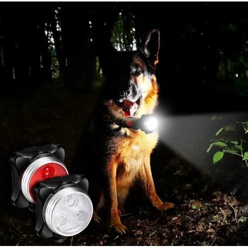 NUXIE® LED suņu kakla siksnas lukturi velosipēdiem, komplekts, priekšpuse un aizmugure, balts un sarkans, 2 gab. (HN2518)