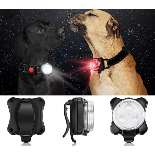 NUXIE® LED suņu kakla siksnas lukturi velosipēdiem, komplekts, priekšpuse un aizmugure, balts un sarkans, 2 gab. (HN2518)