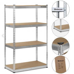 Металлический стеллаж для гаражей, серебристый, 4 полки, 600 кг, 180x90x40 PREMIUM (HN3388)