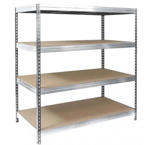Металлический стеллаж для гаражей, серебристый, 4 полки, 600 кг, 180x90x40 PREMIUM (HN3388)
