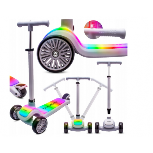 Salokāms 3 riteņu skrejritenis Lumiride ar LED gaismu, pelēks (J02.024.0.2)