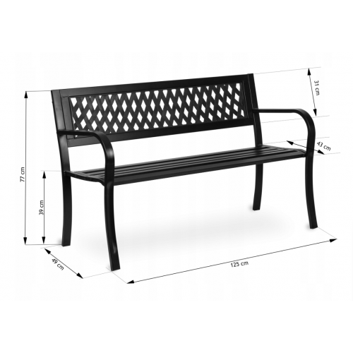 Садовая скамейка со спинкой 125x77x49 (JS4205)