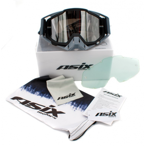 ASIX AS1 melnas/pelēkas matētas brilles ar sudraba spoguli no Extreme Ride (KAI-91)