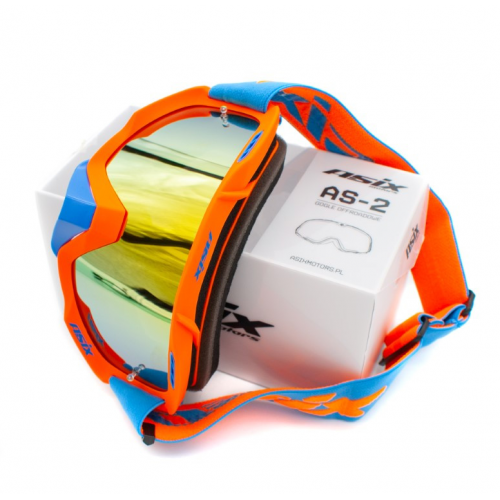 ASIX AS2 brilles oranžzilas matētas ar sarkanu spoguli no Extreme Ride (KAI-911)
