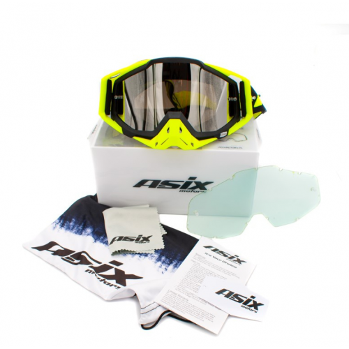 ASIX AS1 melnas un dzeltenas matētas brilles ar sudrabainu spoguli no Extreme Ride (KAI-93)