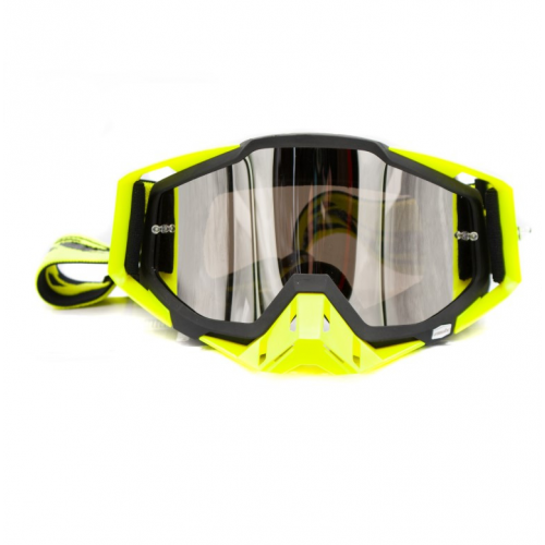 ASIX AS1 melnas un dzeltenas matētas brilles ar sudrabainu spoguli no Extreme Ride (KAI-93)