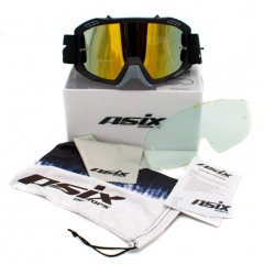 ASIX AS2 melnas/pelēkas matētas brilles ar sarkanu spoguli no Extreme Ride (KAI-96)
