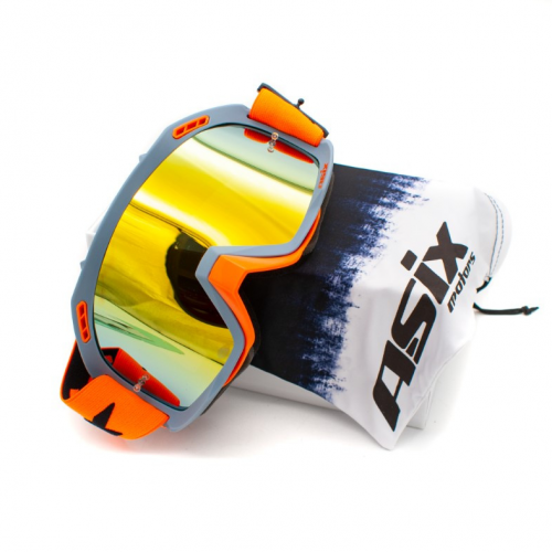 ASIX AS2 pelēkoranžas matētas brilles ar sarkanu spoguļspoguli no Extreme Ride (KAI-97)